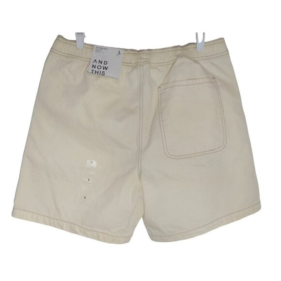And Now Men's Beige Drawstring Casual Shorts, This Size L, Cotton Elastic Waist - Picture 3 of 6
